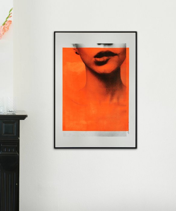 Mixed Media - Biting Lip in Neon