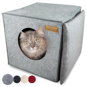 Felt cat cave for the shelf