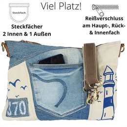 Borsa a tracolla sostenibile da donna Sunsa. Borsa a tracolla realizzata con jeans riciclati e tela (tela). Borsa a mano in stile retrò vintage. Borsa a tracolla per donna.