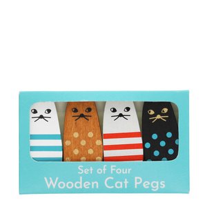 Mini wooden pegs (set of 4) - Cats