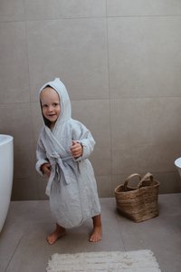 Biologische mousseline stoffen badjas 12-24 maanden (grijs)