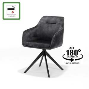Jazz Armstoel Aurora Velours Antraciet UKFR - zwart draaivoet 