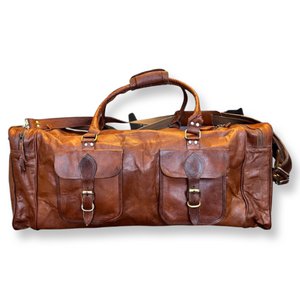 Large leather travel bag 72 cm Natural KEYA
