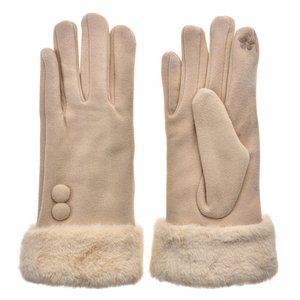 Gloves with faux fur 9x24 cm Beige Polyester