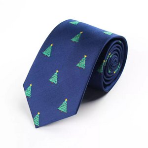 Christmas tie "Blue with X-mas trees"
