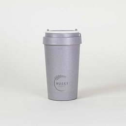 Slate, midnight, obsidian, rose, pistachio, coral, violet, and lagoon travel cup with Huski logo.