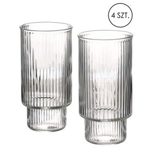 Ella Stripes Set van 4 glazen 400 ml in borosilicaatglas 7x5.6x14cm