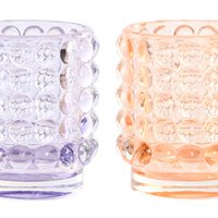 GLASS CANDLE HOLDER 7X7X8 2 ASSORTED. PV203309