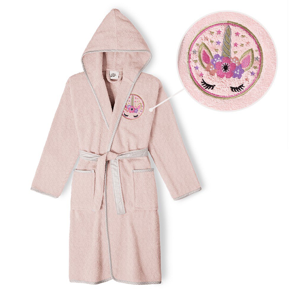 BATHROBE FOR CHILDREN - 100% COTTON - SIZE 10-12 - DARK PINK - (IN GIFT BOX)