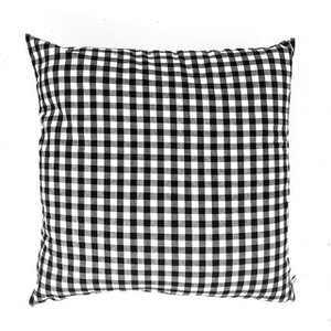 Luna-Leena cushion Vichy square black + inside pillow (set) - 45x45cm - Vichy check - Oeko-tex cotton - handmade in Nepal