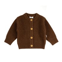 Knitted Woolen Baby Cardigan - Merino Wool - Brunette