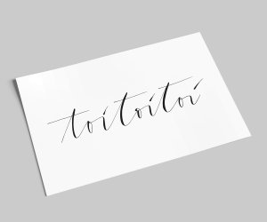 lettering card | toitoitoi | Good Luck Postcard | black-and-white