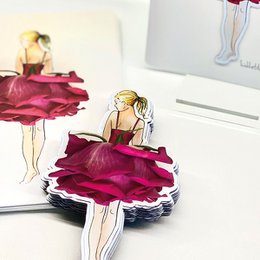 Tarjeta plegable Rose Ballet con imán
