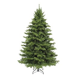 Tall, full, green artificial Christmas tree with dense, realistic-looking pine needles.