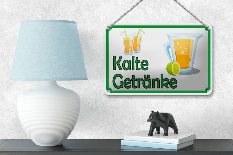 Tin sign notice 18x12cm cold drinks sale decoration