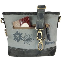 Traditionele tas van Domelo. Veganistische canvas schoudertas met bedrukt hert/edelweiss-motief