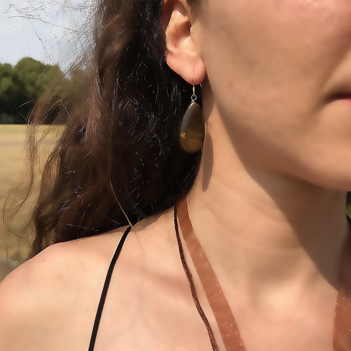 Boucles d'oreilles en argent sterling Tiger Eye, Tiger Eye Teardrops, Tiger Eye Drop Boucles d'oreilles, Boucles d'oreilles en pierres précieuses | par nlanlaVictory
