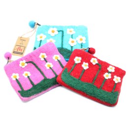 Etui met natuurlijke vilten rits (assortiment) - Bloementuin