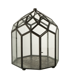 J -Line Terrarium - Glass/Metal - Black - Small - Ø 23 cm