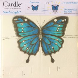 CARDLE Butterfly Blue (Heller Schmetterling) - Kerzenhalter-Grußkarte