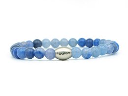Blue quartz beaded bracelet with adjustable sizing from XS to XL.