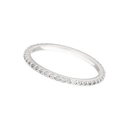 A delicate sterling silver ring with a row of sparkling cubic zirconia stones, perfect for adding a touch of elegance to any outfit.