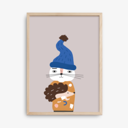  Poster with a simple, minimalist design featuring a smiling character and the text "You're One of a Kind". Available in various sizes and color variants including dark mint, peach, and A4, A3, 40x50, and 50x70 formats. Suitable for decorating a kid's room or nursery.