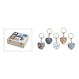  Heart-shaped marble keyrings, assorted colors including grey, white, rose gold, natural stone material, 3cm small pendants.