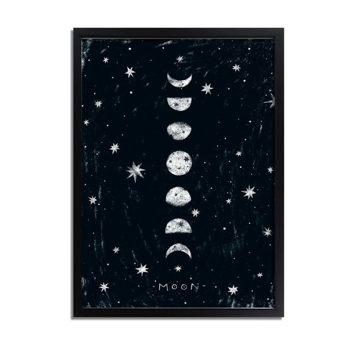 Kinderkamer poster Maan - Planeten serie - Zwart wit
