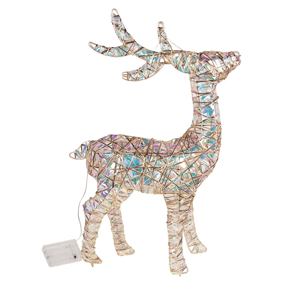 Kerstdecoratie met LED-verlichting Hert 53x18x85 cm / 3xAA Goudkleurig Metaal