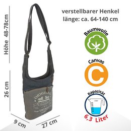 Sunsa schoudertas voor dames. Canvas/canvas & lederen hobo tas. Vintage crossbodytas in retrostijl met veel vakken met ritssluiting ...