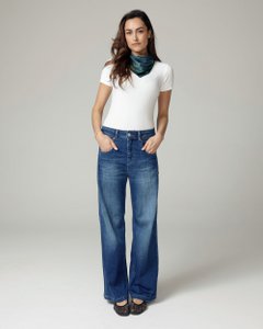 Mittelblaue Super-Vintage-Jeans mit weitem Bein und hohem Bund | Die Bratsche
