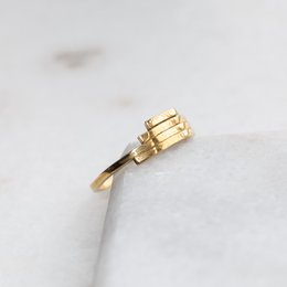 Elegant gold-plated ring with baguette-cut stones, perfect for everyday wear or special occasions. Crafted with precision and attention to detail.