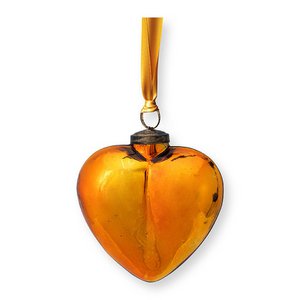Ornament Glass Heart Yellow 12.5cm