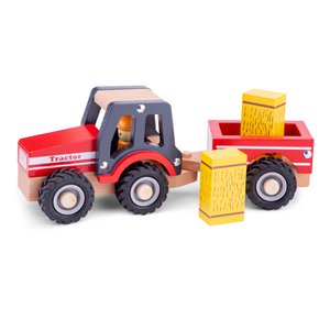 Wooden Tractor with Trailer - Hay Bales