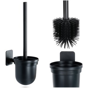 Silikon -Toilettenbürste mit hängenden Behälter schwarz 35 cm
