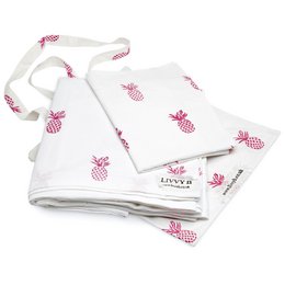 Ananas dynebetræk og pudesæt Hot Pink