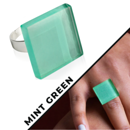 Anillo de declaración cuadrado con piedra • 20 mm • tamaño ajustable / 20 colores / joyería de reciclaje