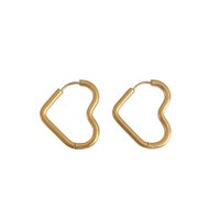 Stainless Steel Heart Earrings - Gold