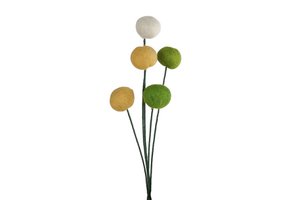 Decoratiebloem Ball 5x geel/groen