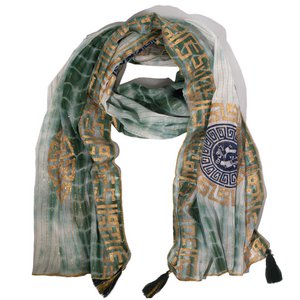 Nomad Sari - Pareo - 180x50cm - Marbella Print - Green with gold trim