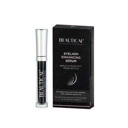 Black eyelash enhancing serum in a slim tube packaging. Designed to promote longer, fuller lashes.
