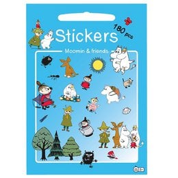 Colorful Moomin-themed stickers featuring various characters and symbols from the popular children's book series. Ideal for decorating, scrapbooking, or adding a whimsical touch to party supplies and stationery.