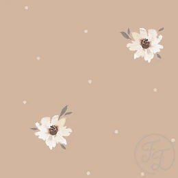 Cozy sand-colored ribbed jersey baby suit with a soft, plush texture and a comfortable hooded design.