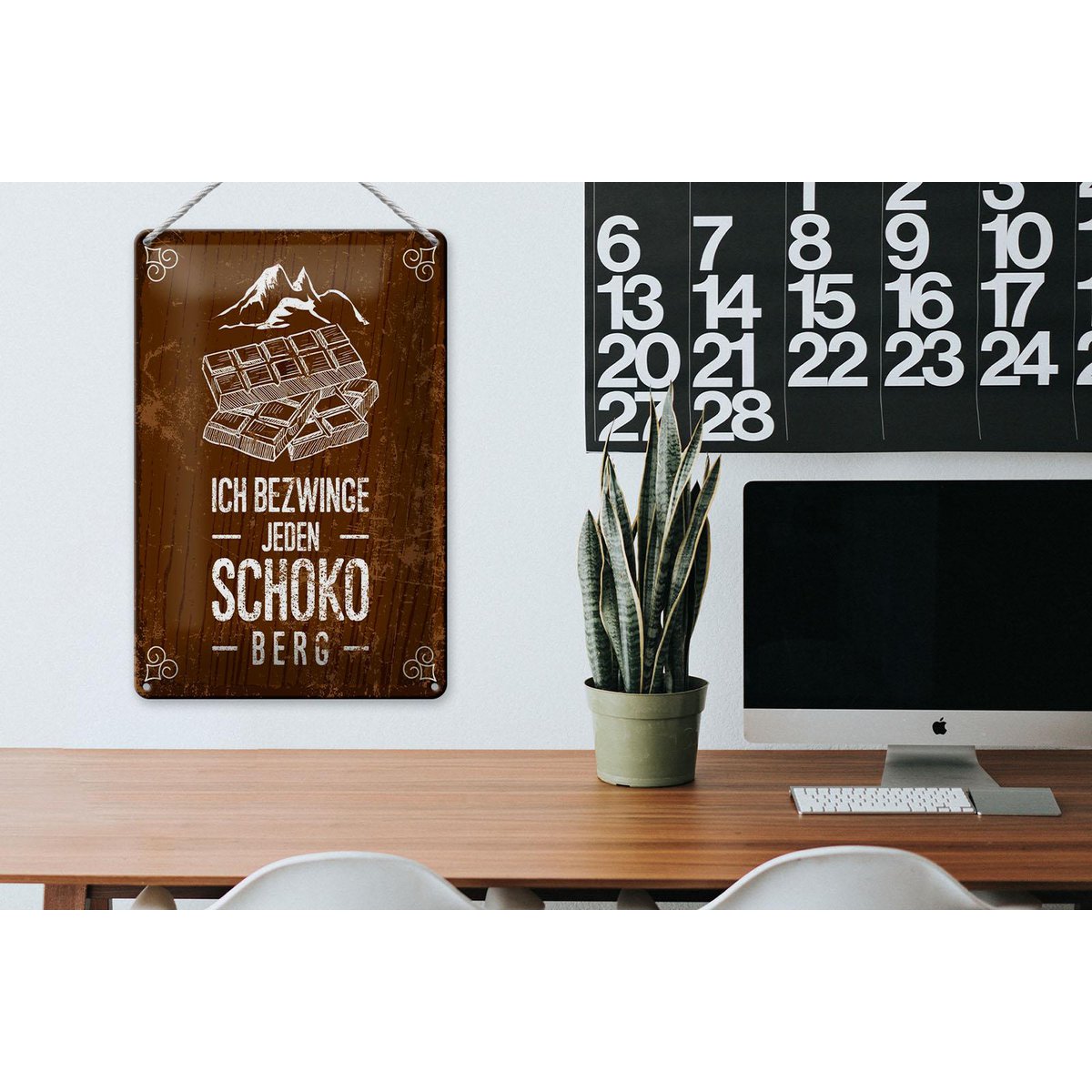 Blechschild Spruch 20x30 cm Ich bezwinge jeden Schoko-Berg Deko Schild