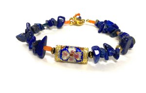 Bracelet Lapis Lazuli and Flower Bead