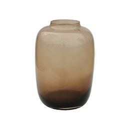 Tall, cylindrical vase in a taupe color. Made of glass with a smooth, minimalist design.