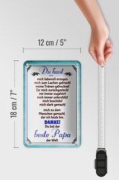 Tin sign saying 12x18cm Thank you to the best dad decoration