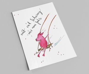 New Year's card with saying | With a lot of momentum into the new year | Lucky pig | New Year's Eve