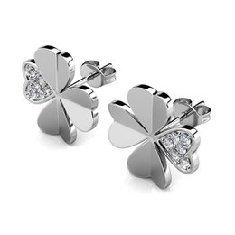 Clover Petal Earrings - Silver and Crystal